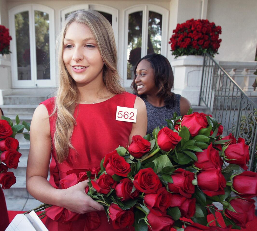 Flintridge Prep's Erika Karen Winter reactes after hearing her name be selected to the Royal Court at the announcement of the 2016 Tournament of Roses Royal Court at the Tournament House in Pasadena on Monday, Oct. 5, 2015.
