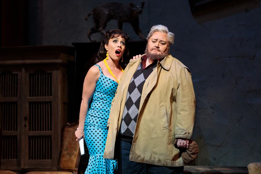 Marina Costa-Jackson, left, as Lauretta, and Stephanie Blythe as her father, Gianni in "Gianni Schicchi," part of San Diego Opera's "Puccini Duo."