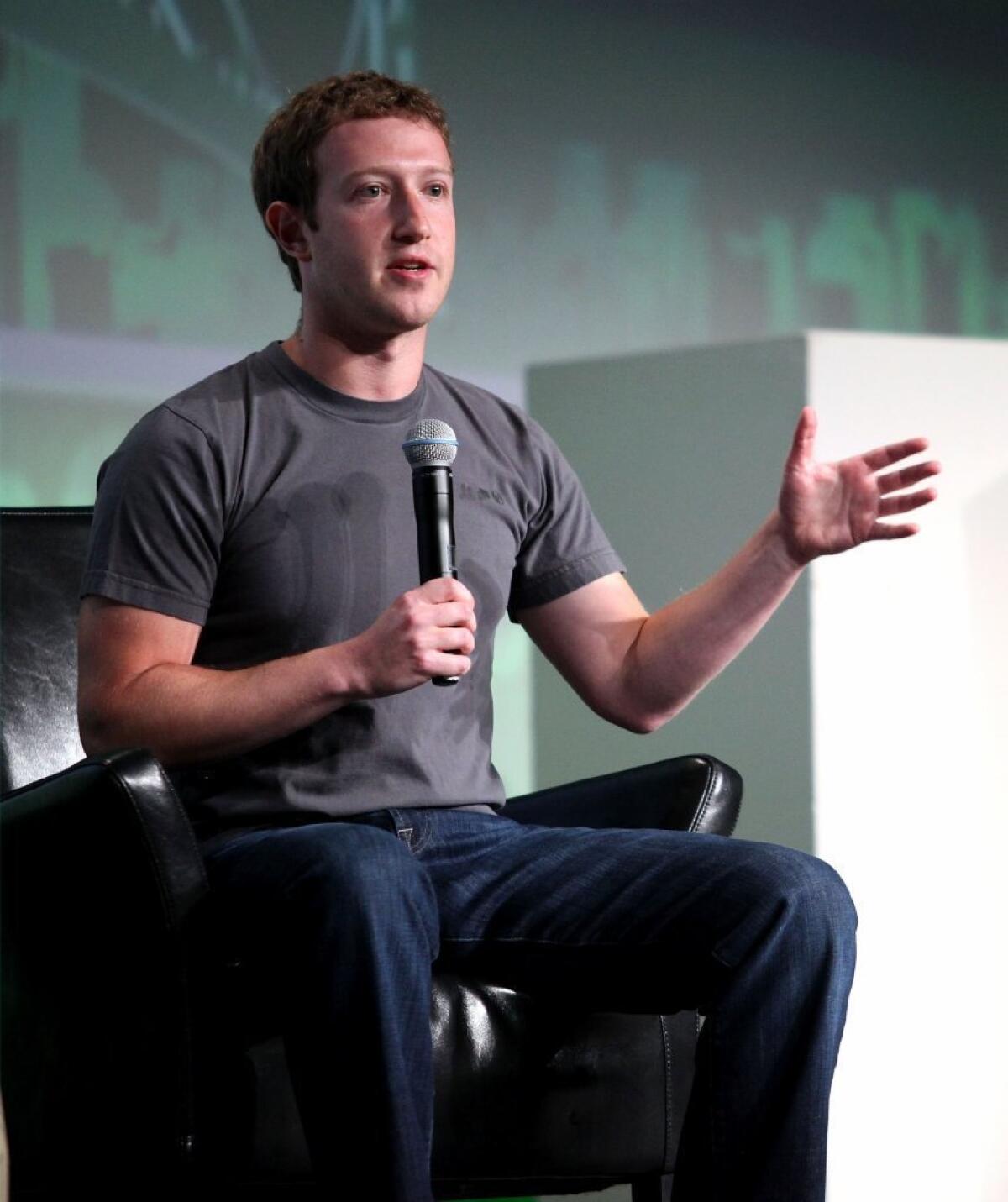 Facebook Chief Executive Mark Zuckerberg speaks at the TechCrunch Disrupt conference in San Francisco in September.