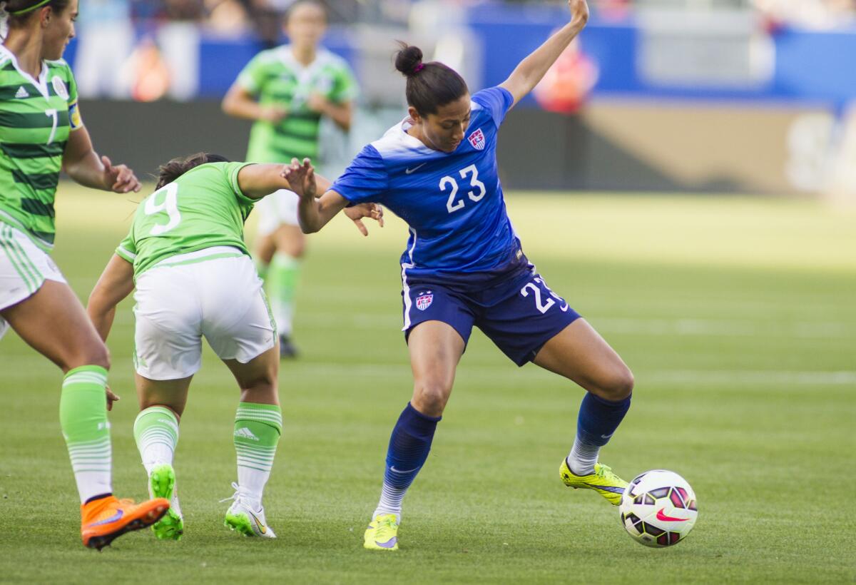 United States forward Christen Press is one of several national team players from the state of California.