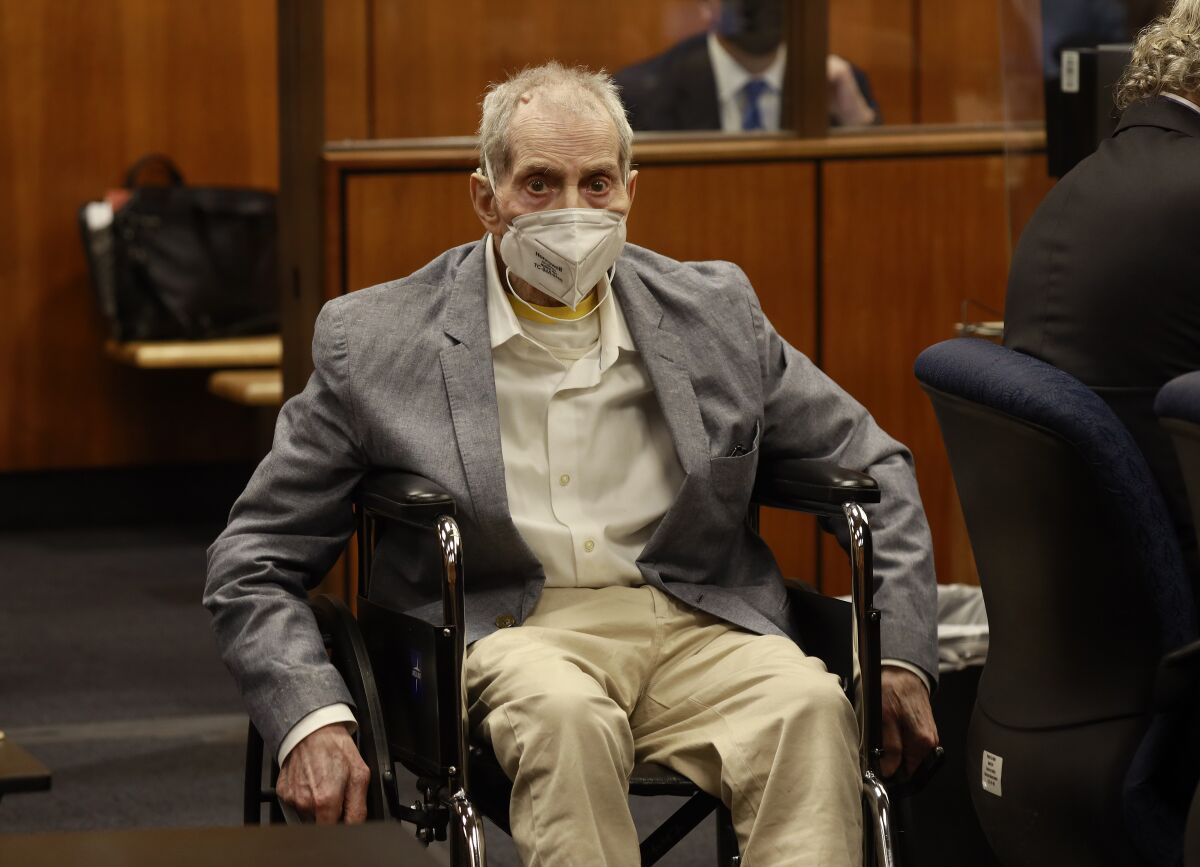 Robert Durst in a wheelchair in court