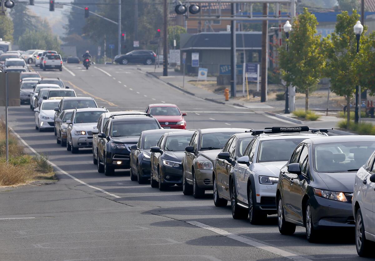 Traffic jams Dry Creek Road in Healdsburg