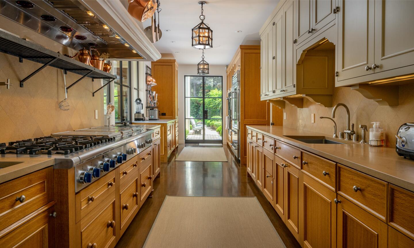 The galley-style kitchen.