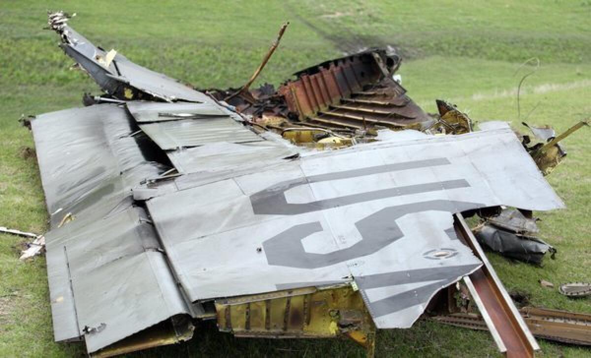 Wreckage of the U.S. Air Force KC-135 tanker aircraft that crashed near Chaldovar, Kyrgyzstan.