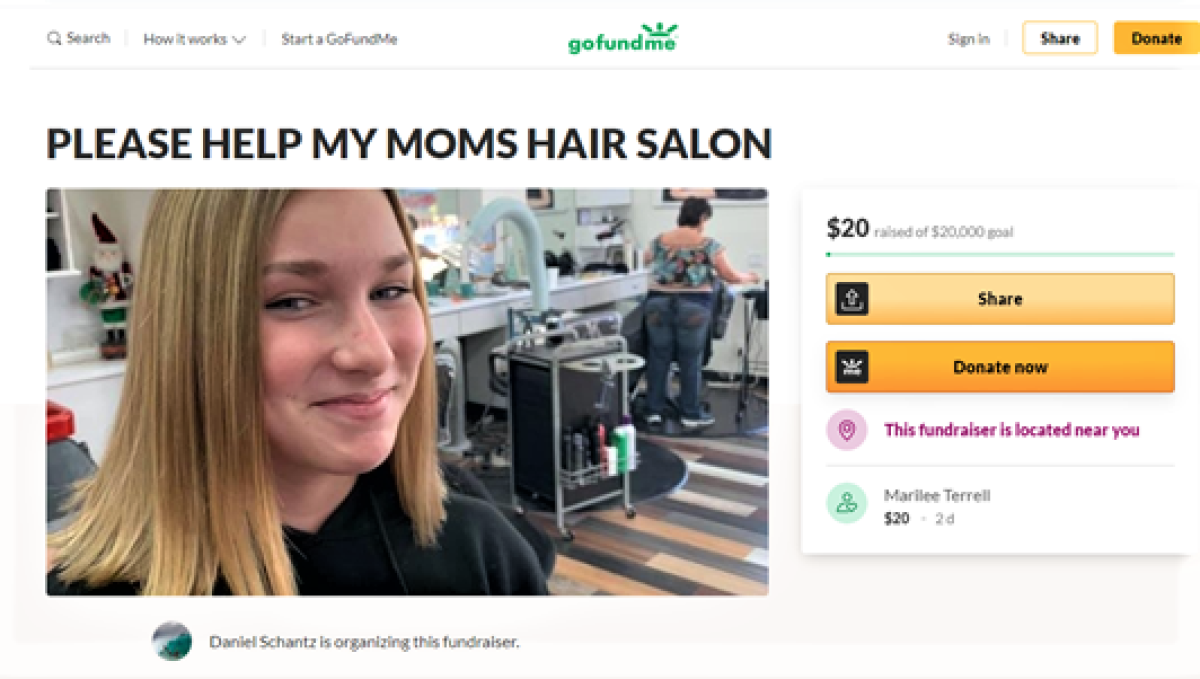 A GoFundMe campaign supporting Costa Mesa hair salon Hairsculptor.com.