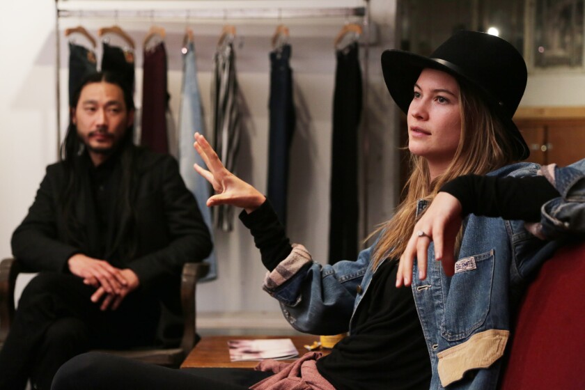THVM co-founder Brian Kim and model/muse Behati Prinsloo discuss their collaboration at the THVM headquarters in downtown L.A.