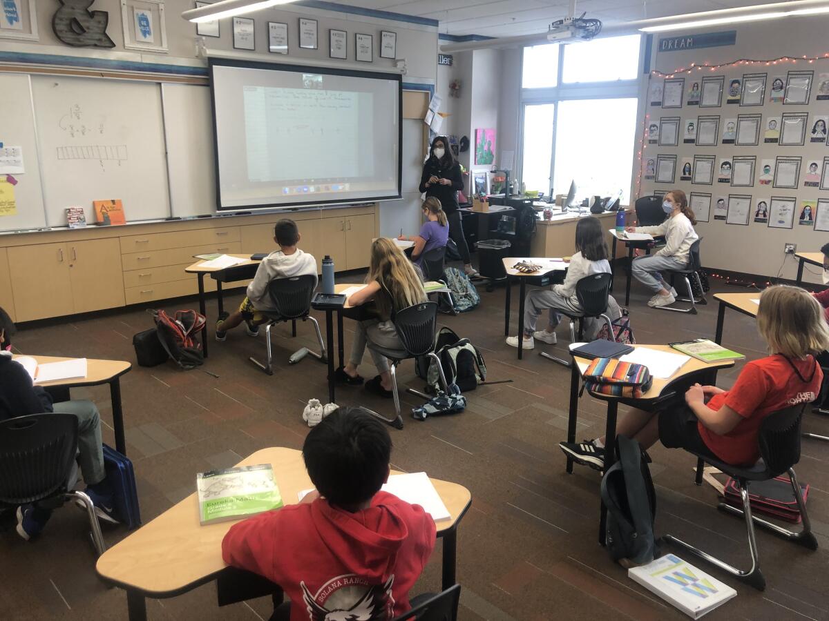 A sixth grade classroom at Solana Ranch.