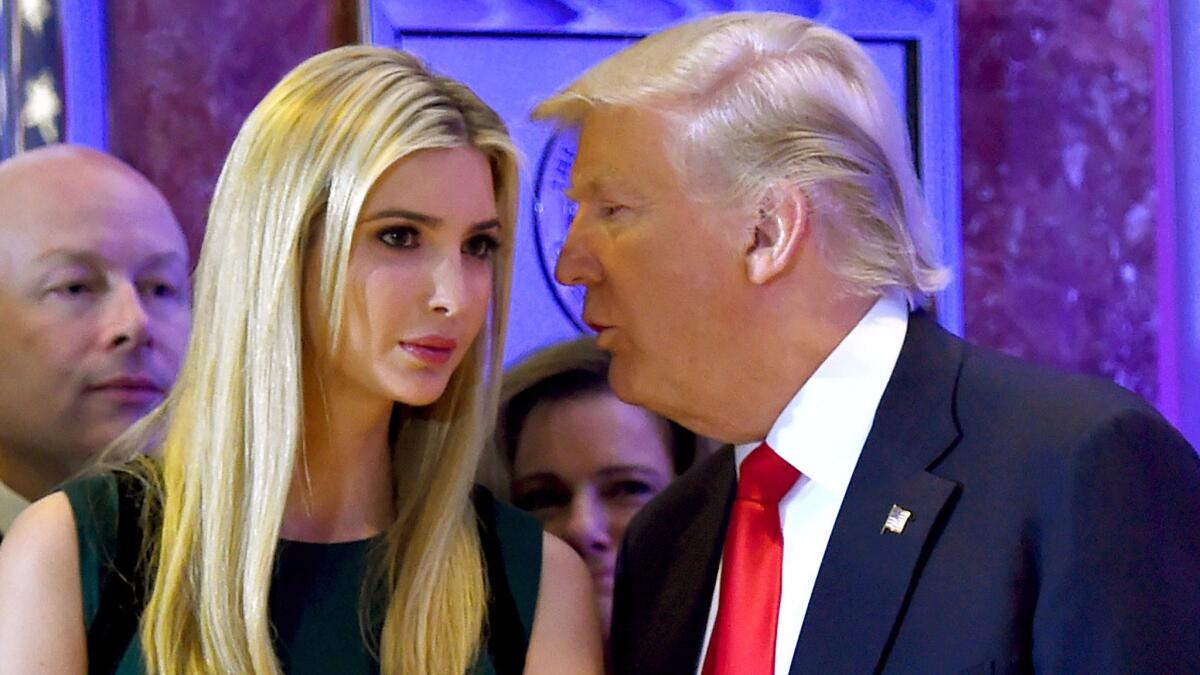 Ivanka Trump, with her father the president-elect at a news conference Jan. 11, is postponing the release of her upcoming book.