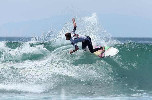 Brett Simpson of Huntington Beach, Calif., competes in the men's finals during the U.S. Open of Surfing. Simpson defeated Jordy Smith of South Africa.