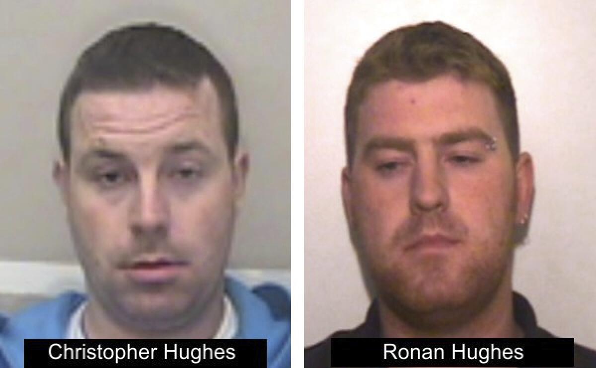 Ronan Hughes, right, and his brother Christopher Hughes are wanted on suspicion of manslaughter and human trafficking. 