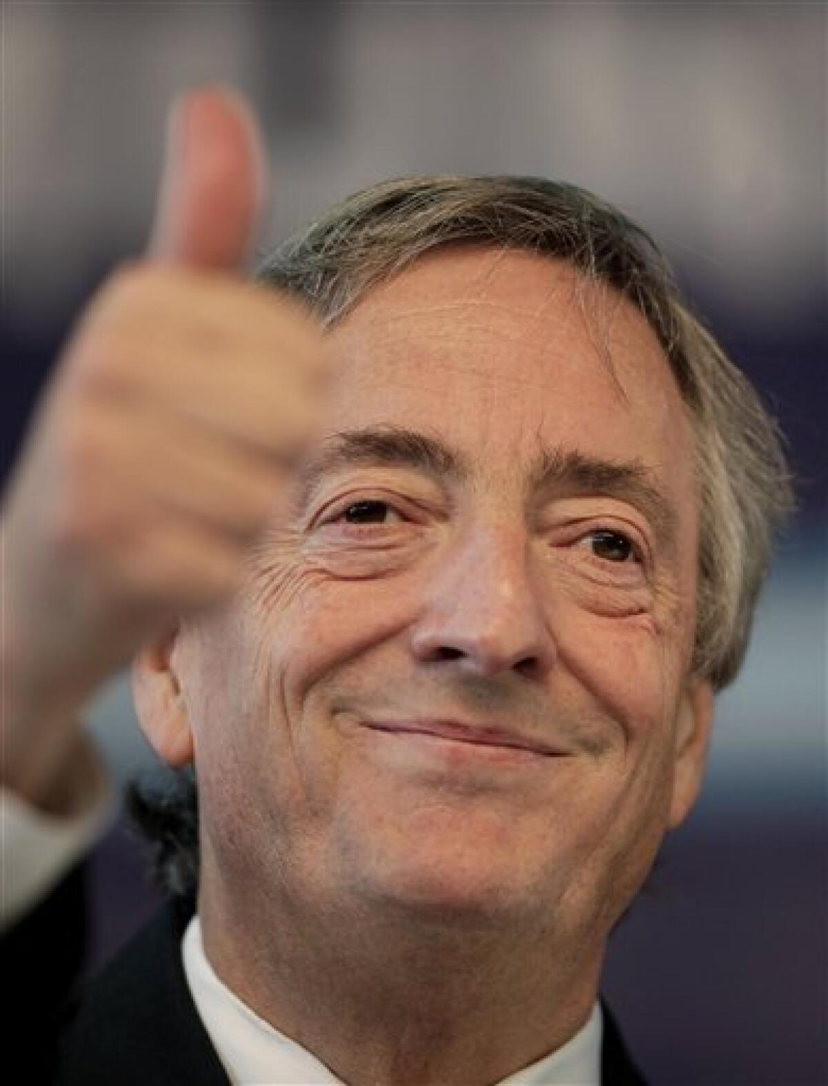 FILE - In this June 22, 2009 file photo, Argentina's former president Nestor Kirchner gestures at a campaign rally in Buenos Aires, Argentina. According to state television in Argentina, Nestor Kirchner died on Wednesday Oct. 27, 2010 of a heart attack at age 60. (AP Photo/Natacha Pisarenko, File)