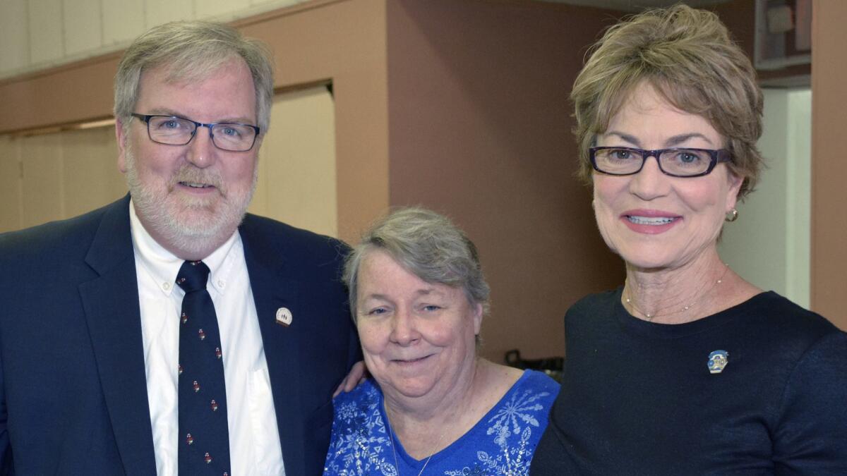 Spirit of Giving honorees Steve and Mary Frintner, left, with Councilwoman Sharon Springer at last week's Burbank Coordinating Council luncheon.