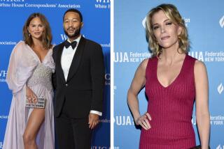 Separate photos of Megyn Kelly, right, and Chrissy Teigen and John Legend, left, at White House Correspondents Dinner