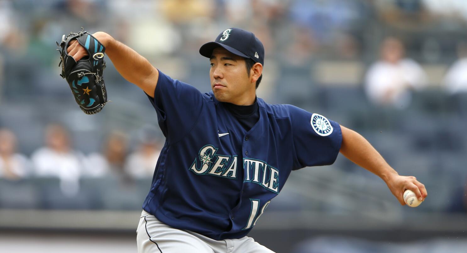 Yusei Kikuchi of the Seattle Mariners pitches against the