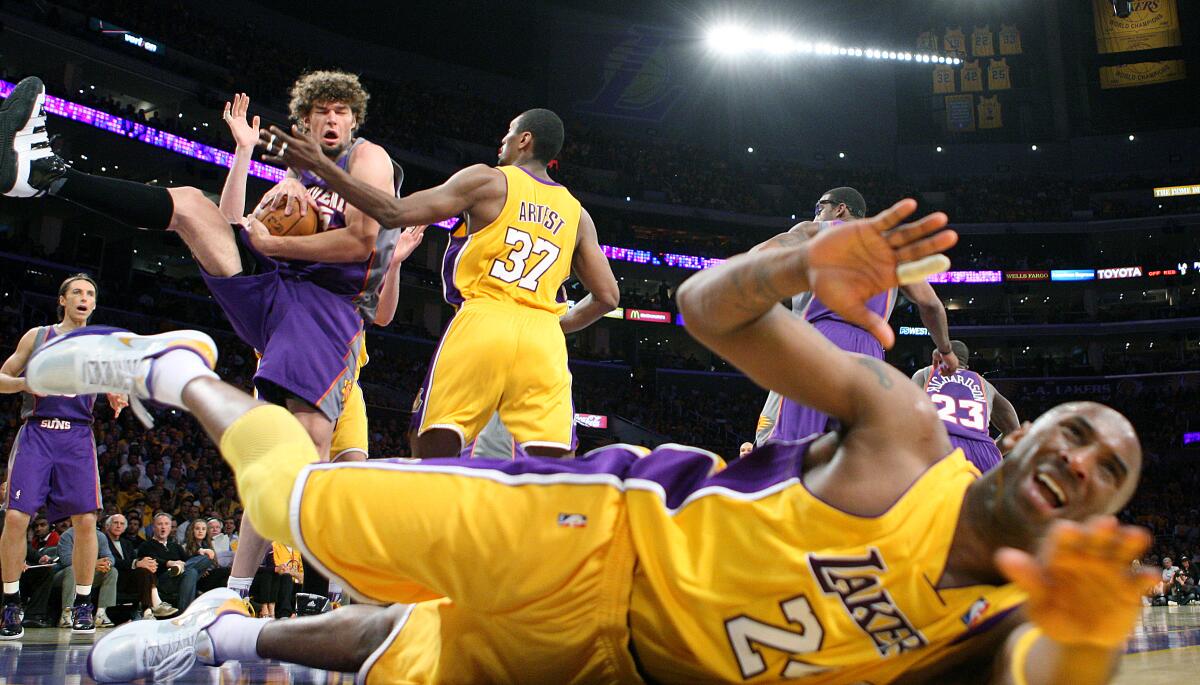 In a hard-fought battle, the Lakers defeated the Phoenix Suns 128-107 in Game 1 of the 2010 Western Conference finals.