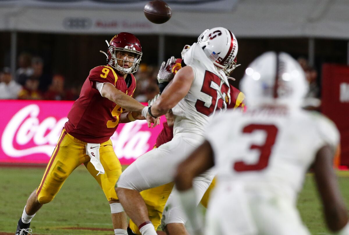 USC quarterback Kedon Slovis helped the Trojans defeat No. 23 Stanford in his first start.