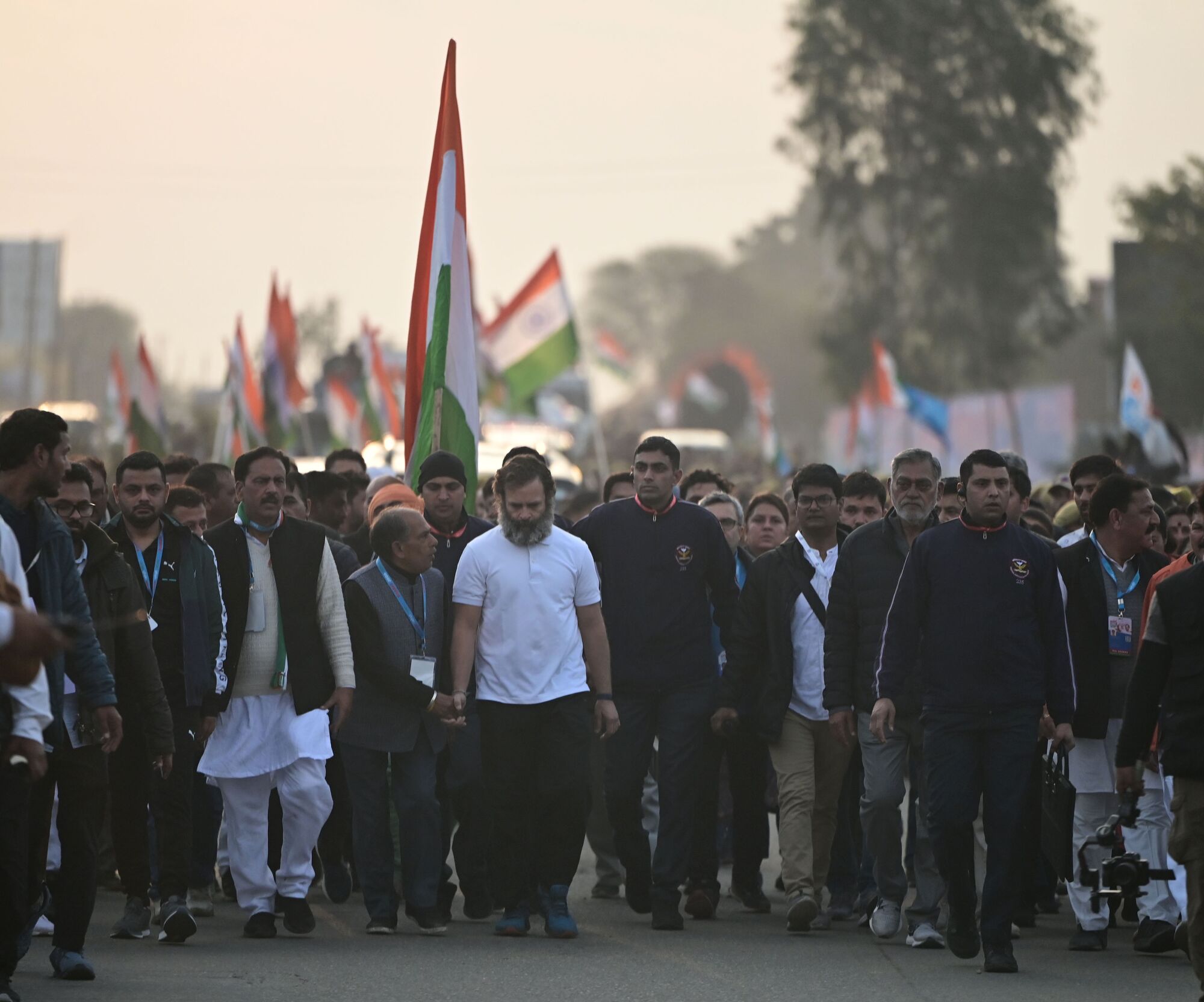 Congress leader Rahul Gandhi with supporters