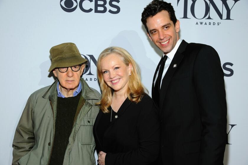Woody Allen attends a Tonys press junket with "Bullets Over Broadway" director Susan Stroman.