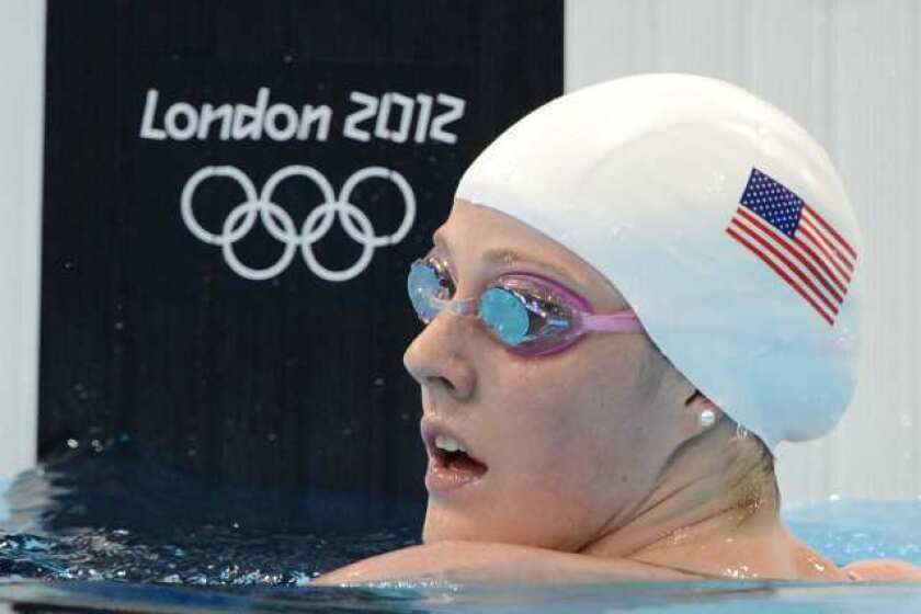 Missy Franklin after completing one of her qualifying heats on Monday.