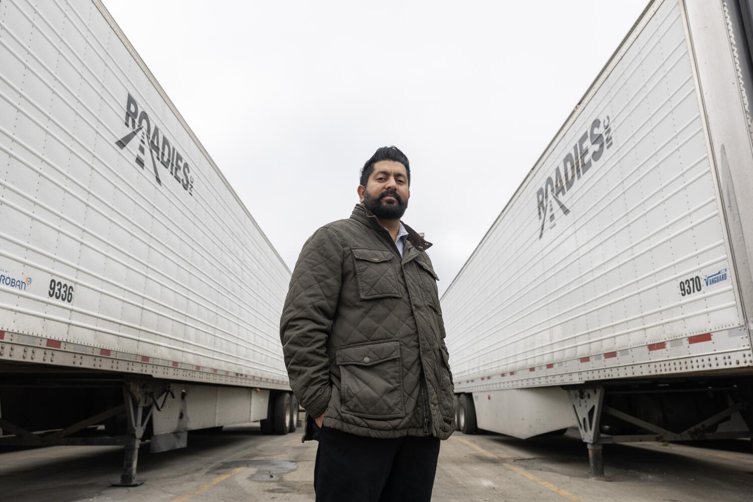 BAKERSFIELD, CA - NOVEMBER 29: Avie Nagra, CEO of Roadies Inc. says about 100 out of 300 of his drivers will be affected by the license pause. Photographed in Bakersfield, CA on Saturday, Nov. 29, 2025.(Myung J. Chun / Los Angeles Times)