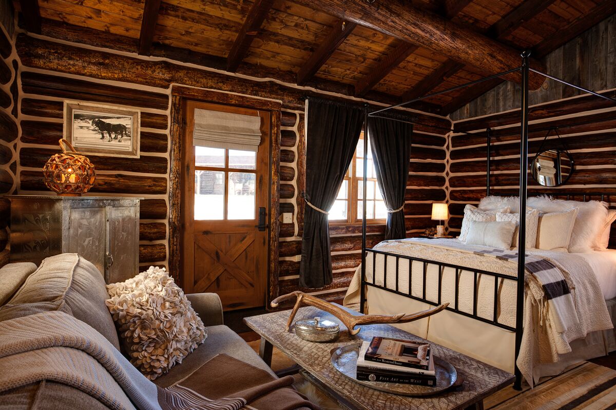 The Burgess cabin interior at the adults-only Magee Homestead in Saratoga, Wyo.