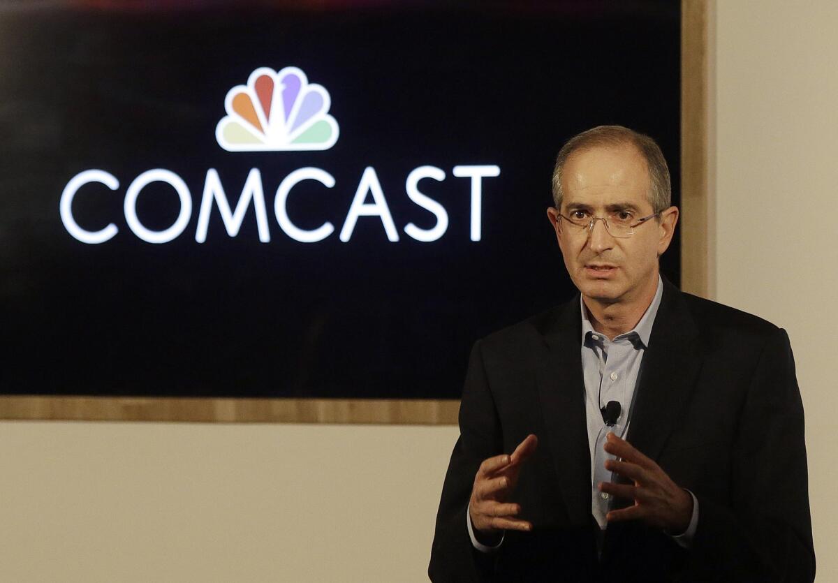 In this Nov. 12, 2014 photo, Comcast Corp. Chairman & CEO Brian Roberts speaks during a presentation at the Contemporary Jewish Museum in San Francisco.