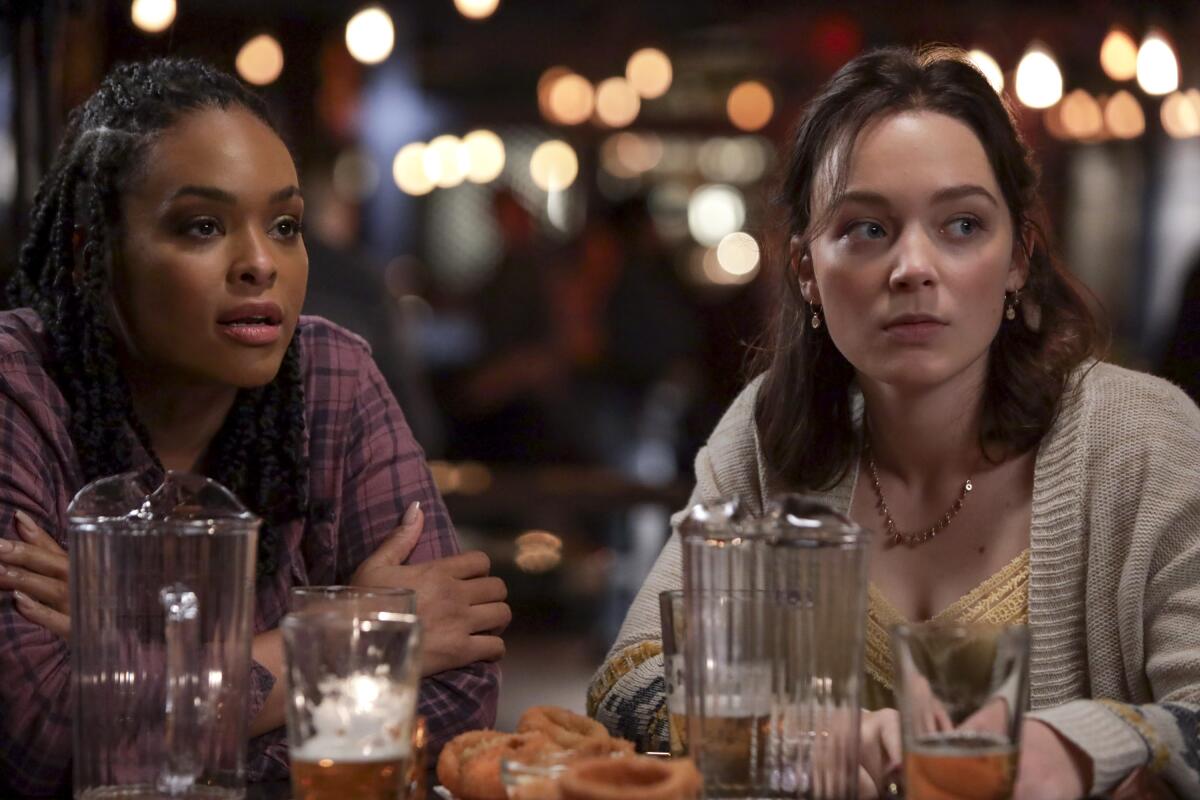 Demetria McKinney, left, Amalia Holm in "Motherland: Fort Salem" on Freeform.