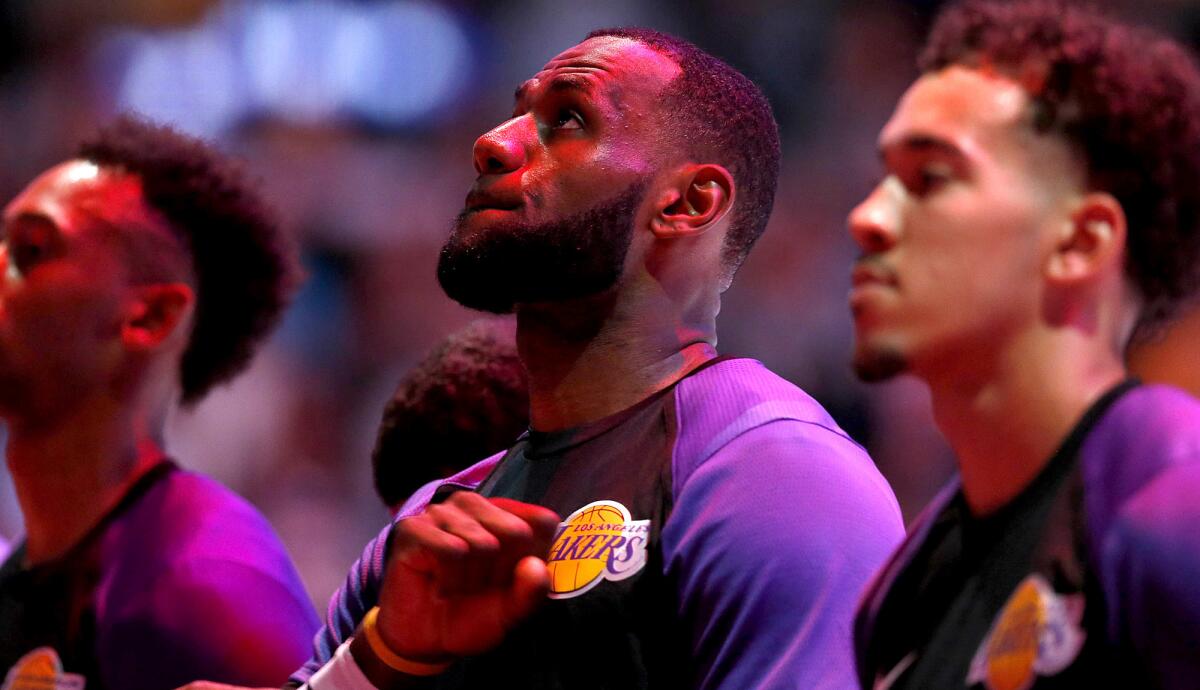 The Lakers' LeBron James appreciates his ability to relate to his younger teammates but he also wants to be a strong leader for them.