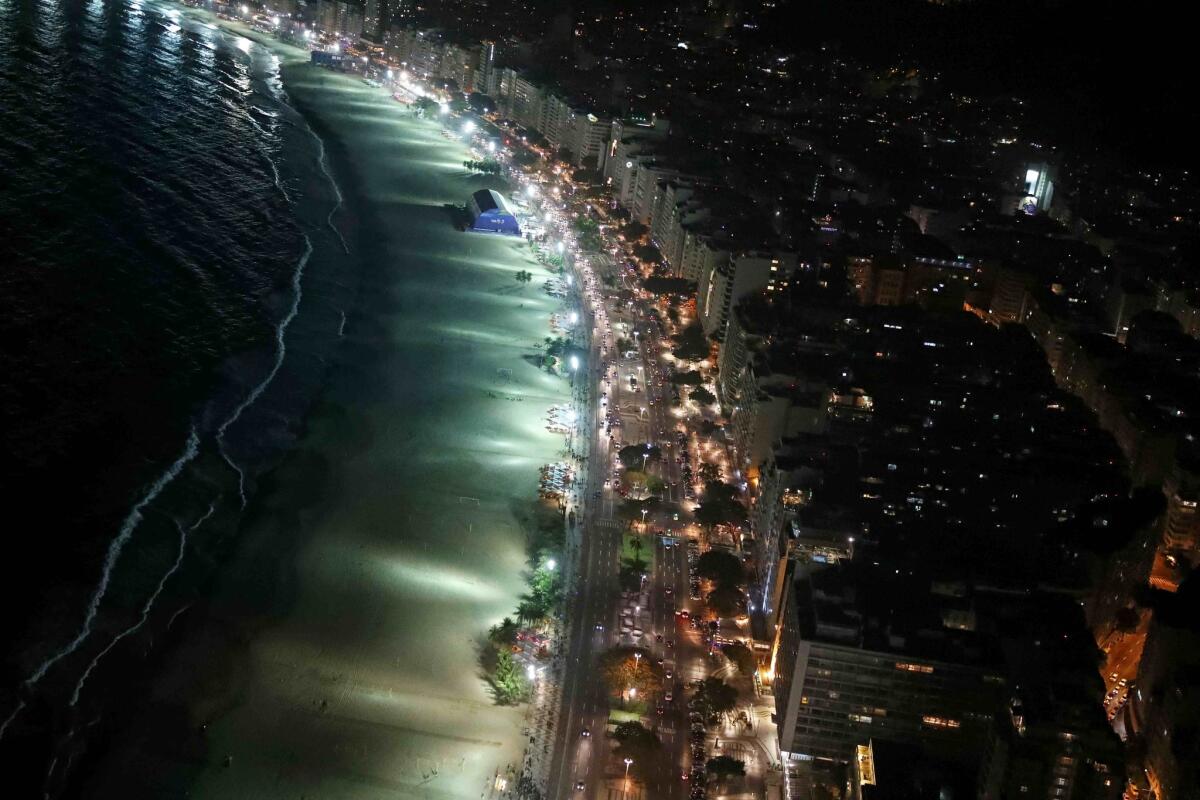 An aerial view of the Copacabana beach and neighborhood in Rio de Janeiro, Brazil, less than two weeks before the start of the Rio 2016 Olympic Games, July 23, 2016. REUTERS/Pawel Kopczynski TPX IMAGES OF THE DAY ** Usable by SD ONLY **