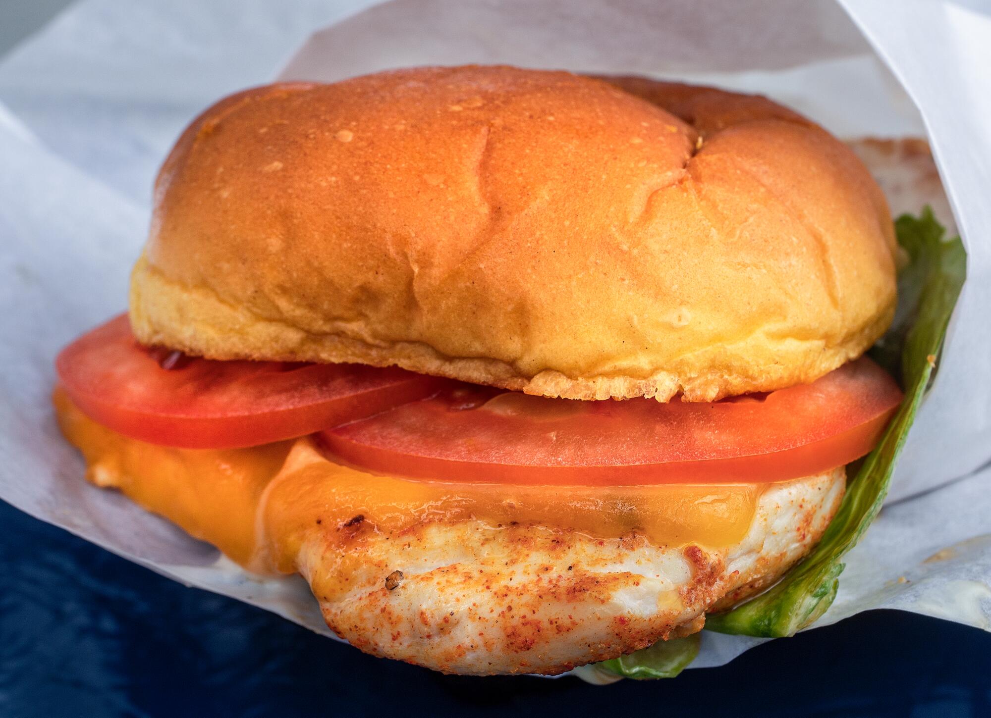 Citrus chile roast chicken sandwich at the Skechers Food Spot.