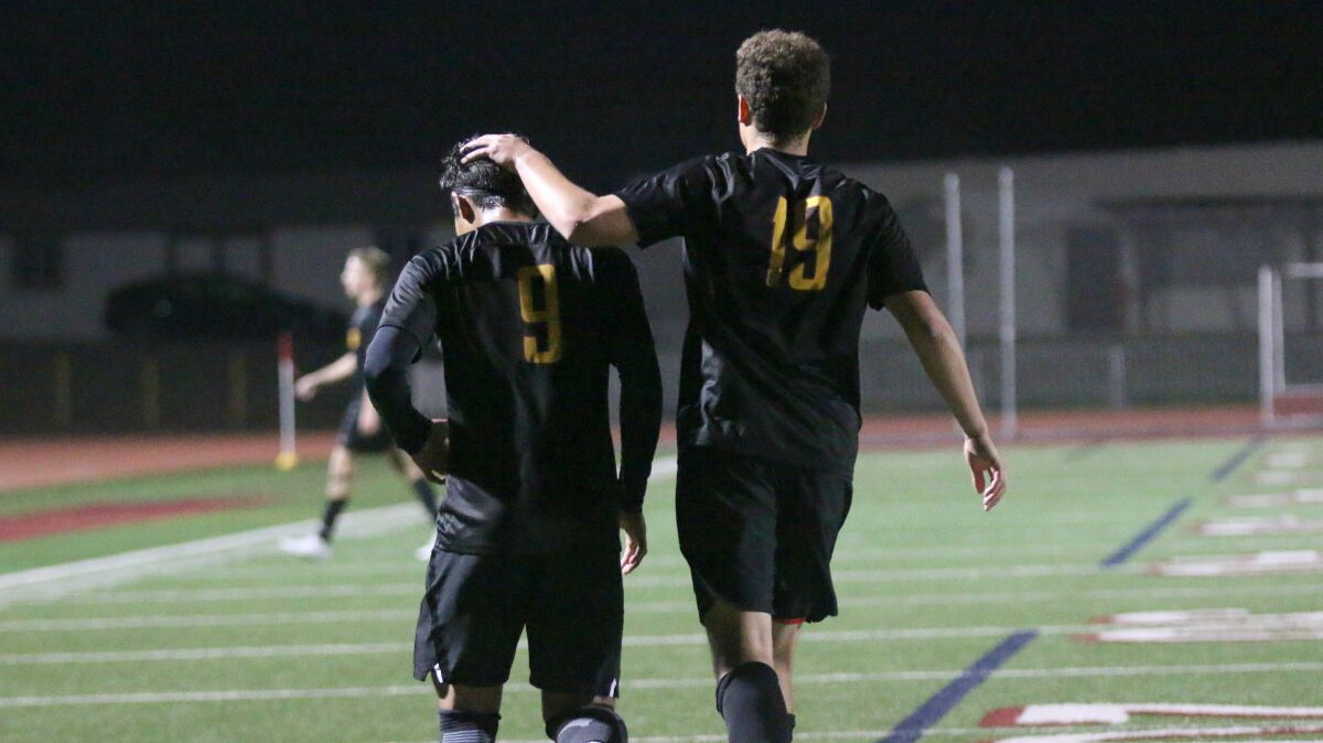 Jose Salgado (9) and Charlie Kosakoff (19) accounted for all three Torrey Pines goals.