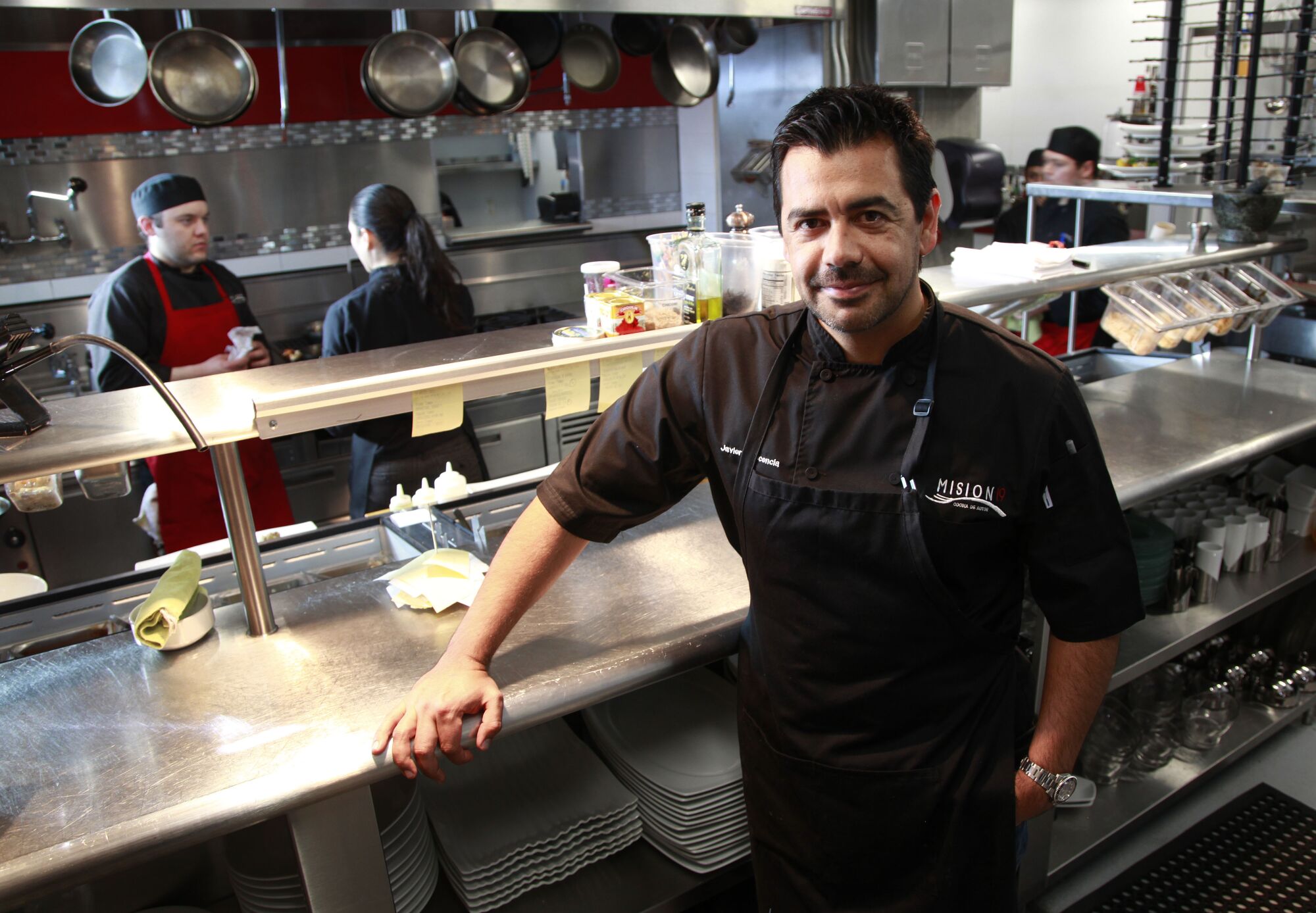  Chef Javier Plascencia stands in the kitchen of his Misión 19 restaurant in Tijuana. 