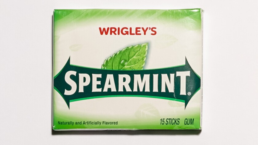 A packet of Wrigley's gum.