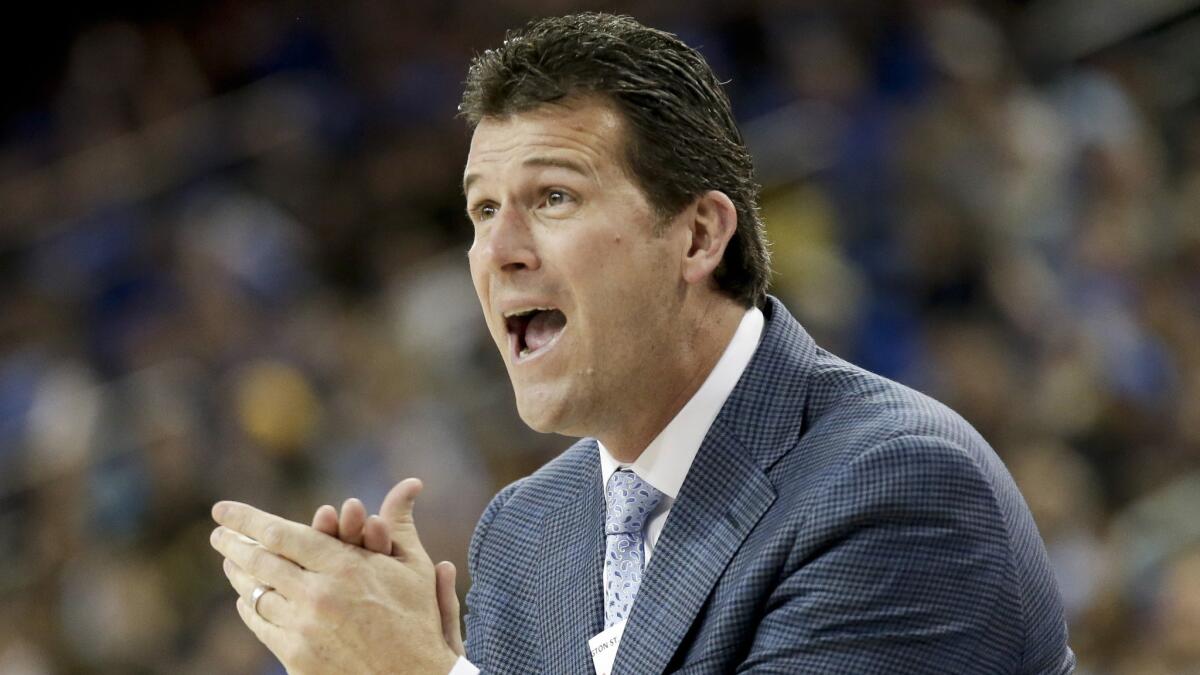 UCLA Coach Steve Alford instructs his players during a win over Washington State on March 1.