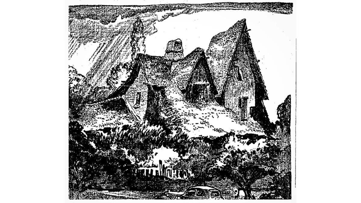 This drawing of the Witch's House was published in the Sept. 26, 1938, Los Angeles Times.