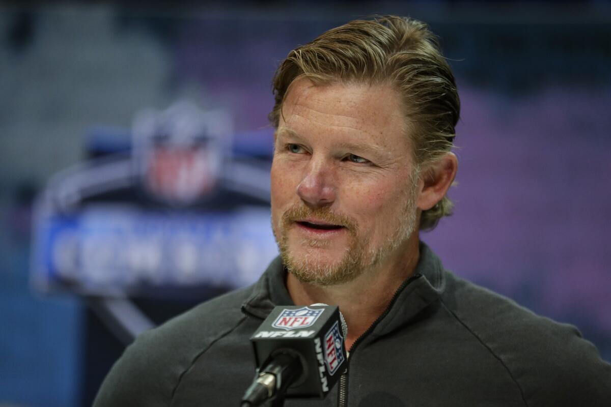 Rams general manager Les Snead speaks during a press conference at the NFL scouting combine in Indianapolis on Feb. 25.