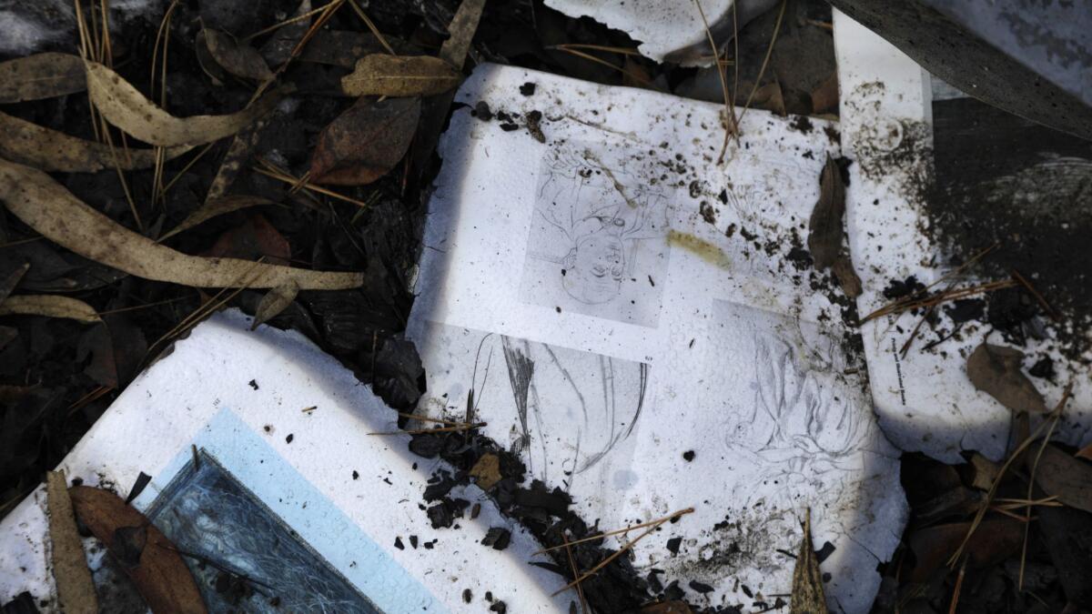 The house of Brian Moore was a literary haven, but it recently burned down in the Woolsey fire. Remnants from the fire.