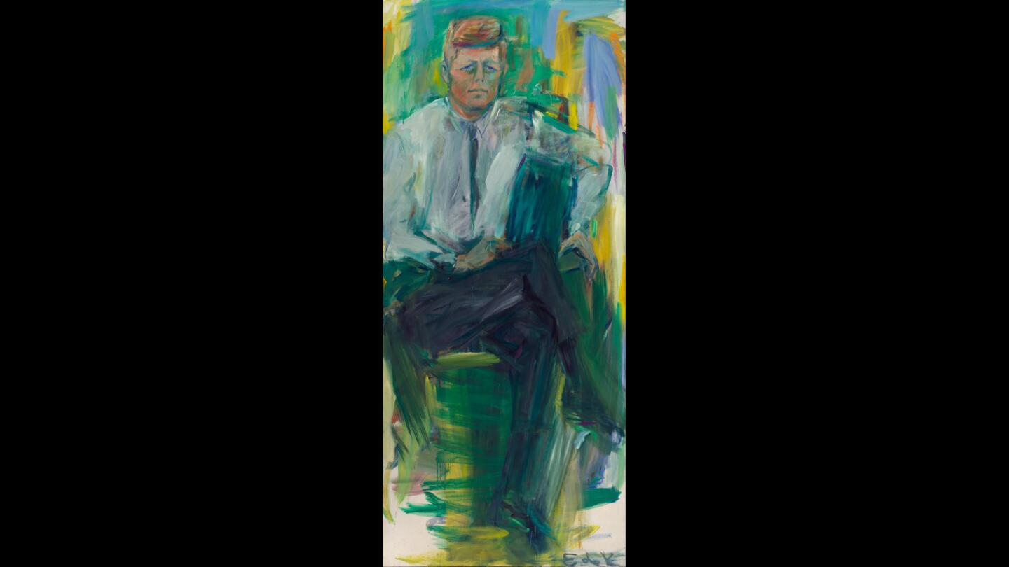 Another portrait of John F. Kennedy done in 1963 by Elaine de Kooning.