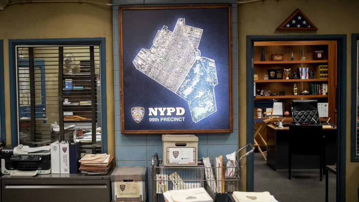 The set of TV's "Brooklyn Nine-Nine," which makes its debut on NBC this month after getting canned by Fox, at CBS Studio Center in Studio City.
