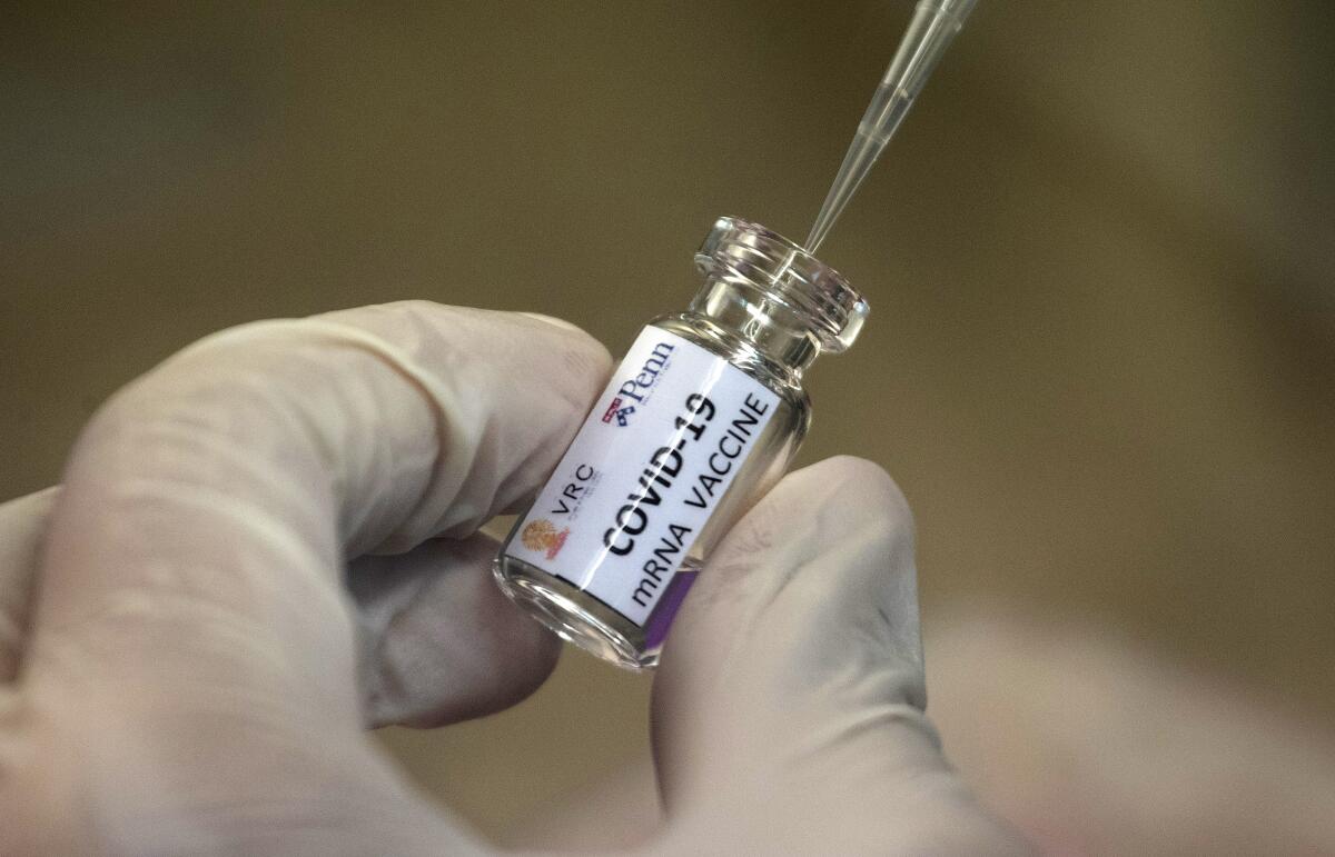 A vial of an experimental COVID-19 vaccine