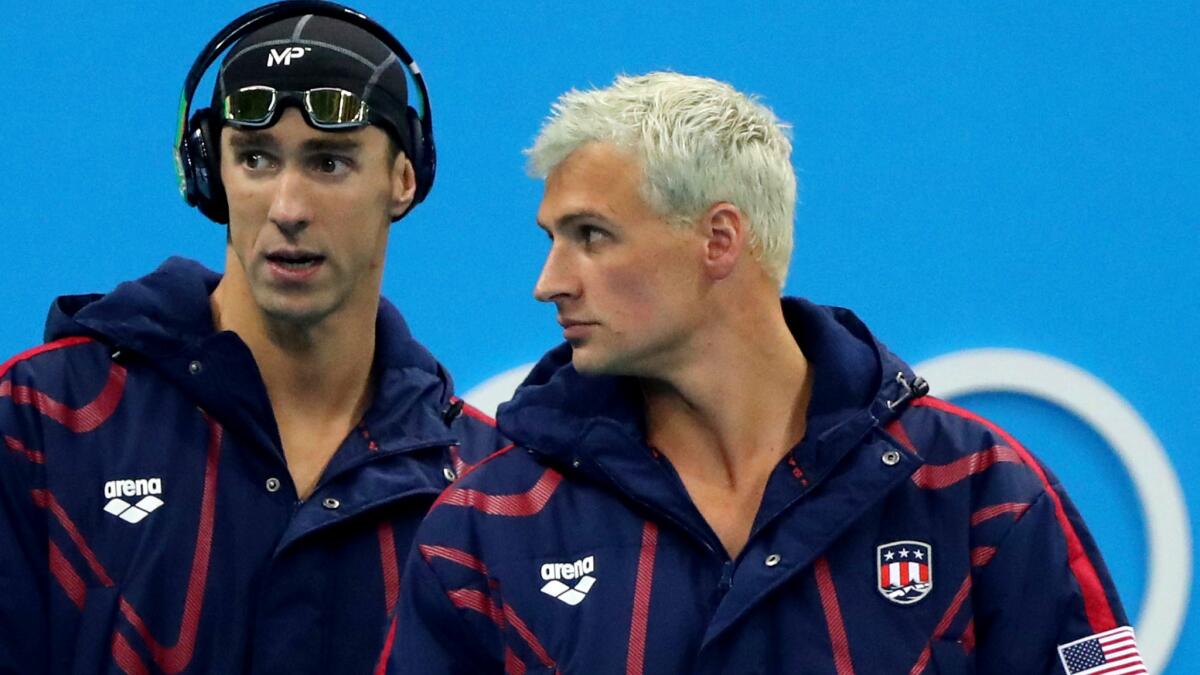 Michael Phelps, left, added to his impressive resume with six more medals (five gold) while Ryan Lochte added to his resume as well.
