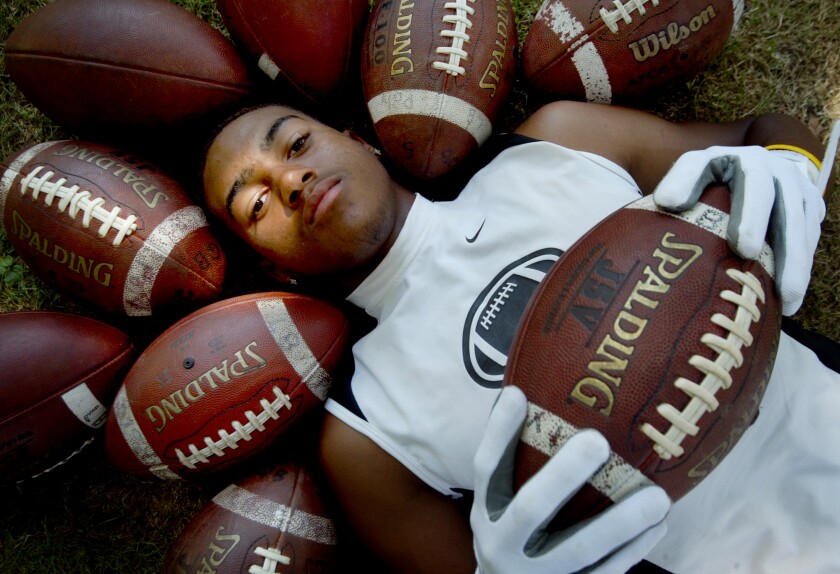Portrait of Long Beach Poly wide receiver Desean Jackson, 17. 