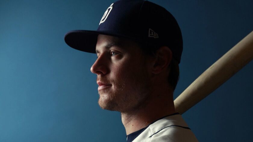San Diego Padres outfielder Wil Myers on Feb. 21, 2018.