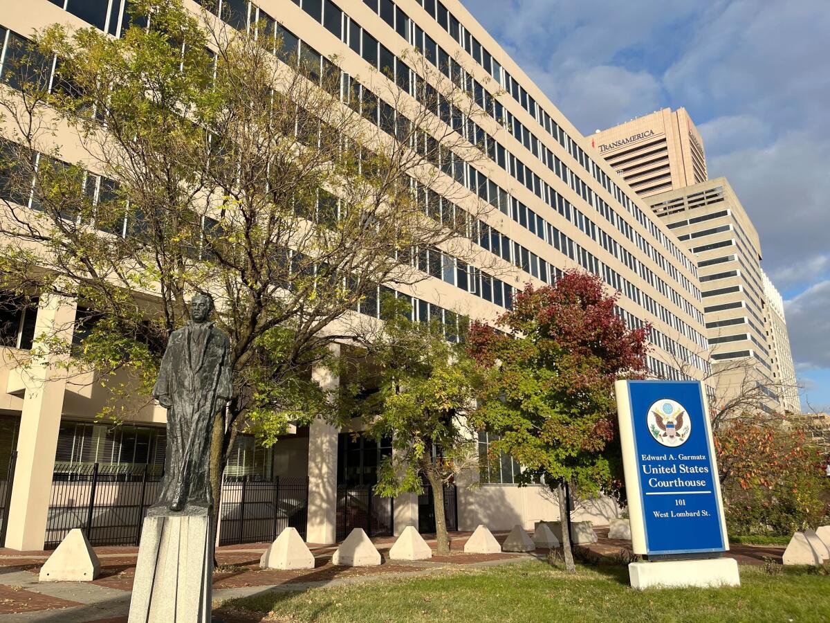 Exterior of the Edward A. Garmatz U.S. Courthouse in Baltimore.