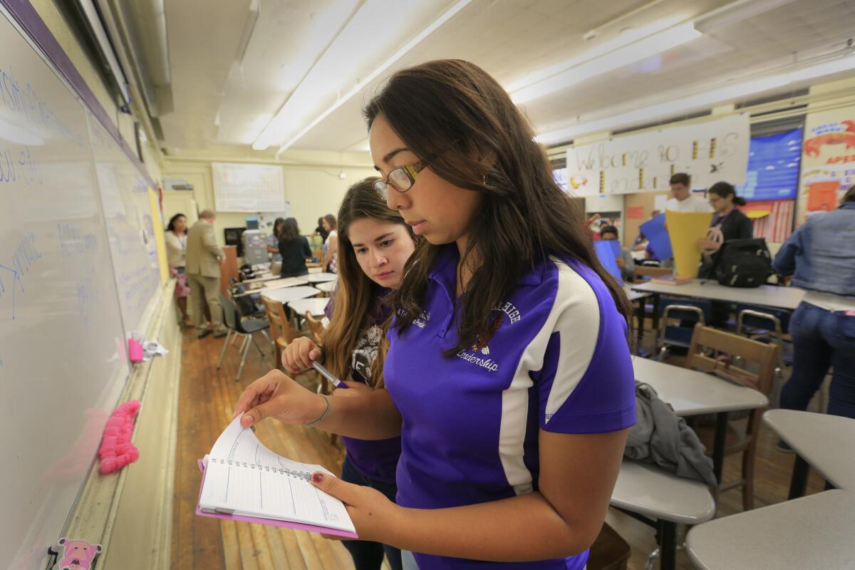 Students at Bell High School, the last year-round school in Los Angeles Unified. A new magnet school will open nearby in fall 2017, so Bell High won't have to be year-round anymore.