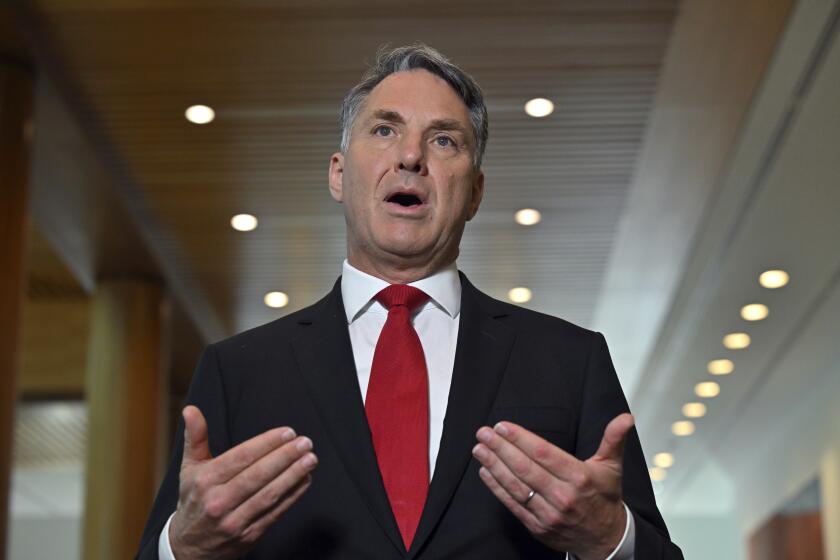 Australia's Deputy Prime Minister Richard Marles speaks at Parliament House in Canberra, Thursday, Sept. 12, 2024. (Mick Tsikas/AAP Image via AP)