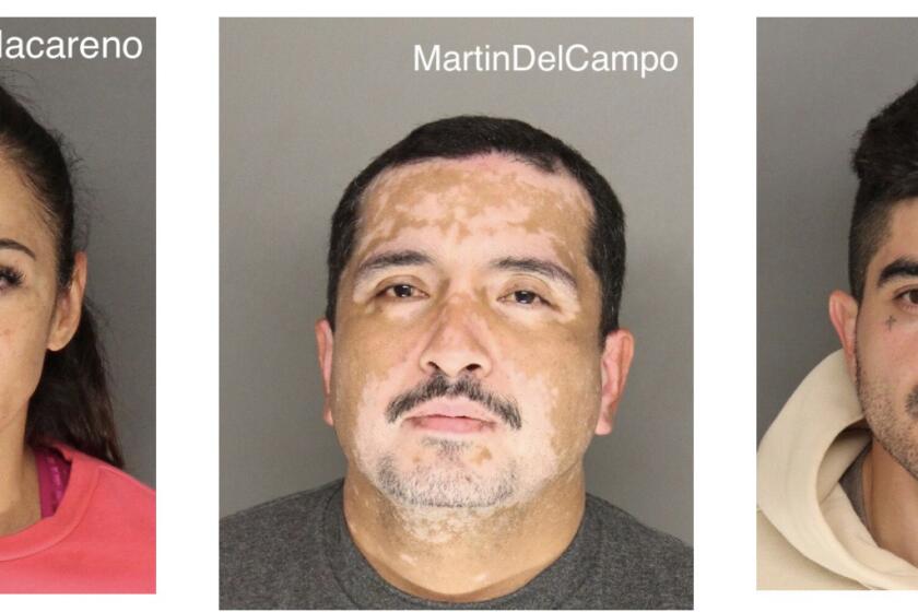 Detectives have arrested (left to right) 48-year-old Pauline Macareno of Porter Ranch, 41-year-old Ricardo MartinDelCampo of Los Angeles, and 33-year-old Henry Rostomyan of Tujunga. Through their investigation, detectives traced Macareno to a series of transactions, including forging documents and establishing fraudulent entities, to gain control over Violet Evelyn Alberts’s assets unlawfully. Fifty-eight year-old Harry Basmadjian of Van Nuys, was also arrested but not shown.