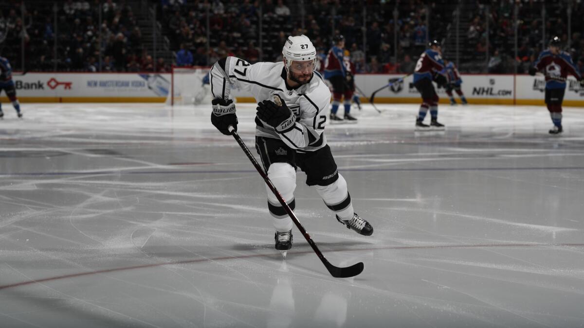 Kings defenseman Alec Martinez skates during a game against the Colorado Avalanche on Jan. 19.