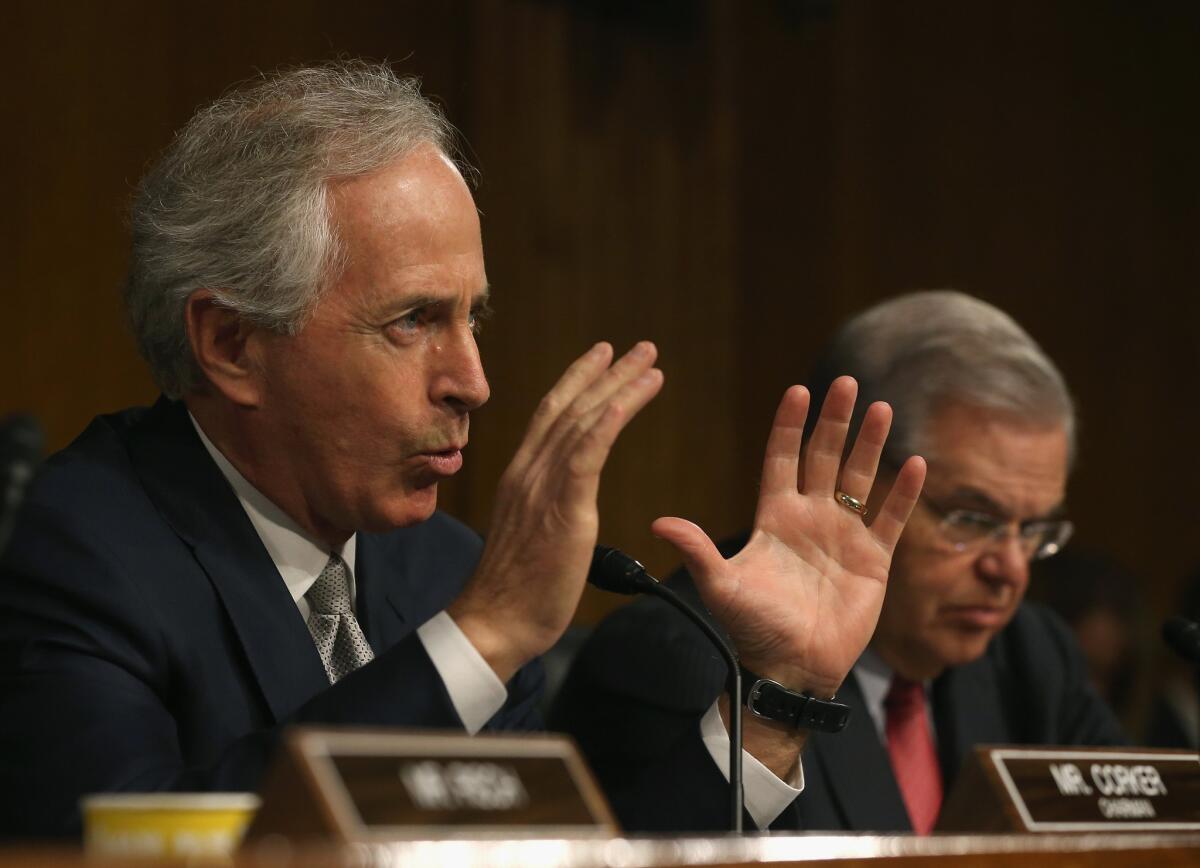 Republican Sen. Bob Corker, chairman of the Senate Foreign Relations Committee, said Sunday of the preliminary nuclear accord reached last week with Iran, "I don't know how anyone could really ascertain whether this is something good or bad yet for the American citizenry." Above, Corker at a March 11 hearing.