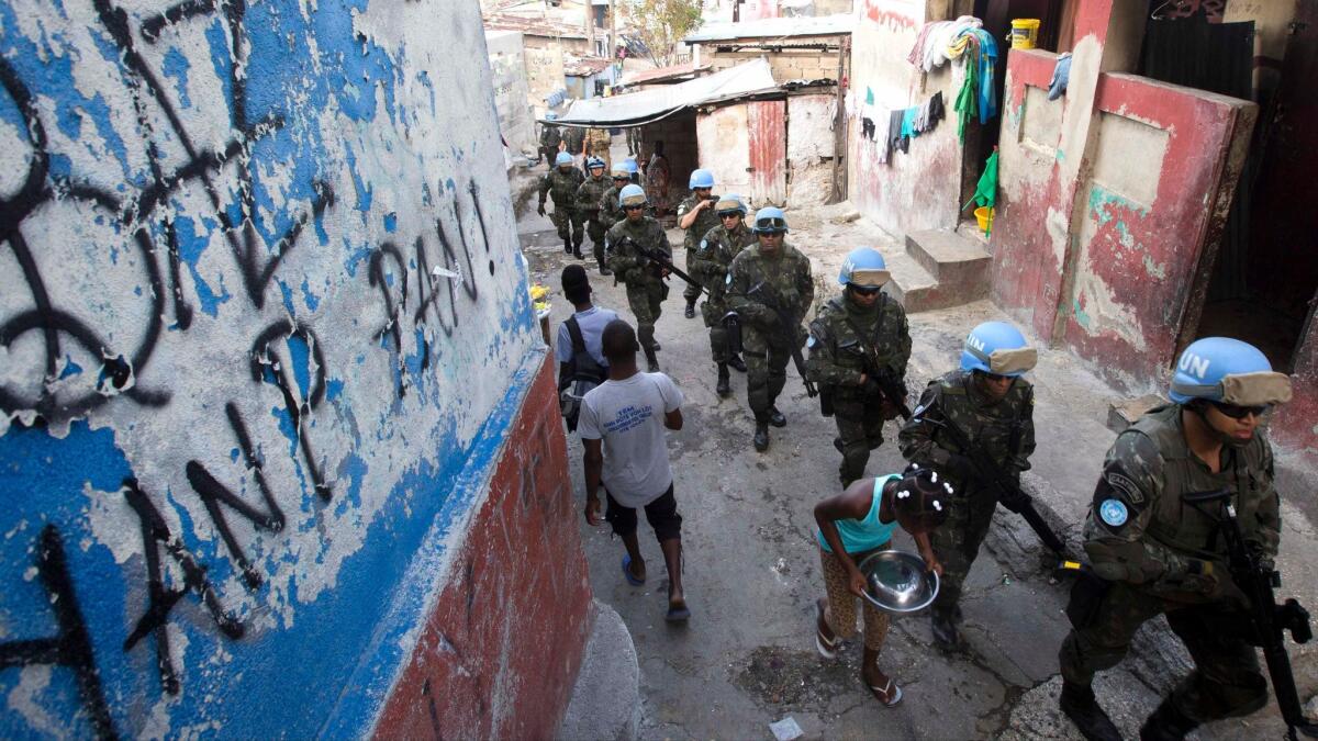 U.N. peacekeepers from Brazil patrol the Cite Soleil slum in Port-au-Prince, Haiti, in February.